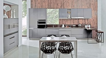 European kitchen luxury lacquer grey